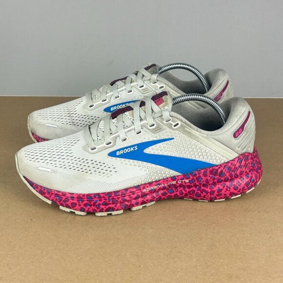 Brooks Adrenaline GTS 22 Athletic Running Shoes Womens 8 Blue Pink Leopard - Picture 10 of 10